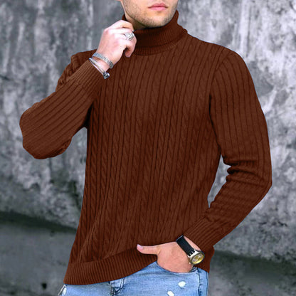 Herren Rollkragenpullover Modern Strukturiert Schwarz