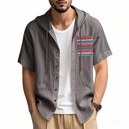 Herren Hoodie Hemd mit Knöpfen Bunt Berlin Streetwear