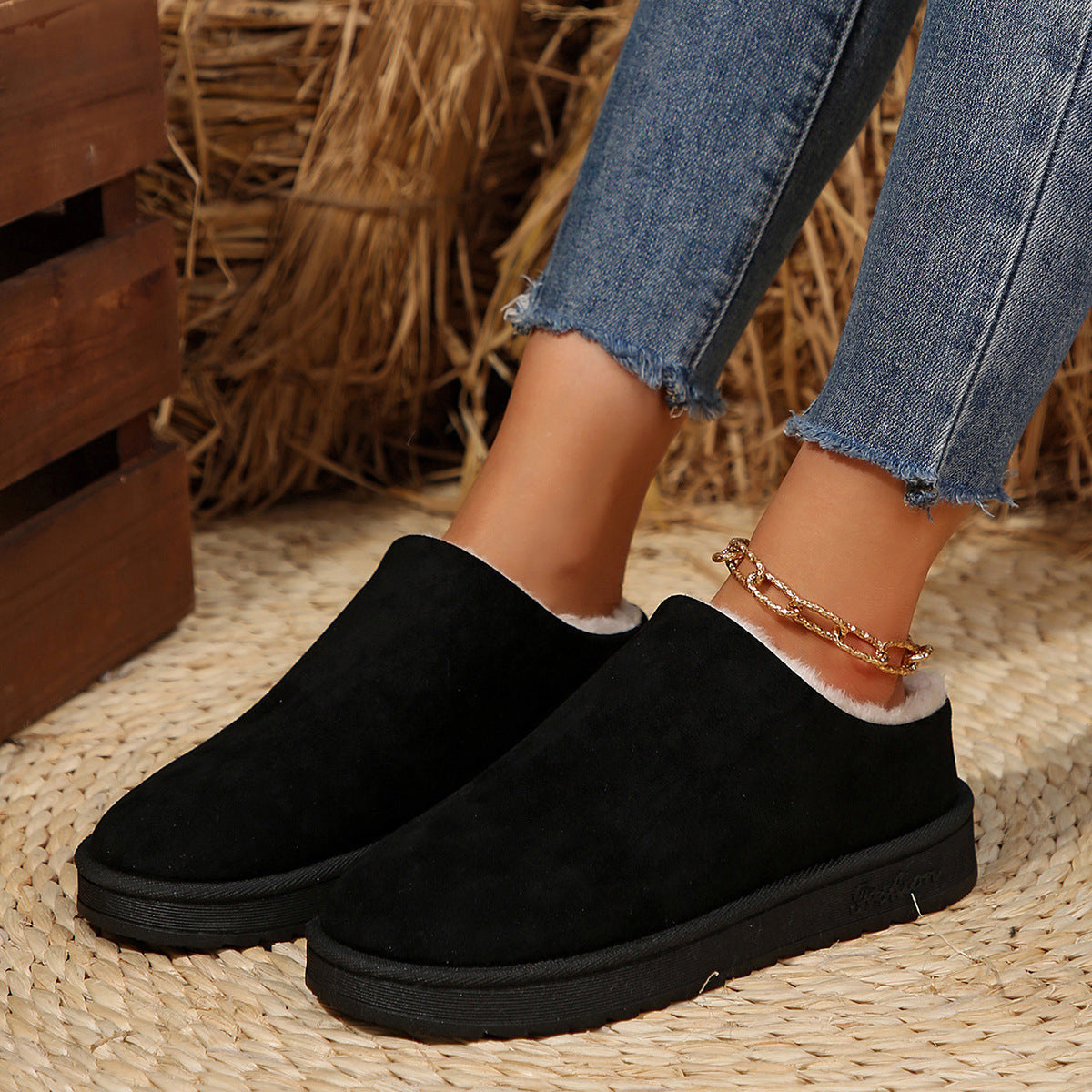 Damen Slipper Weich Kunstfell Rutschfest Warm