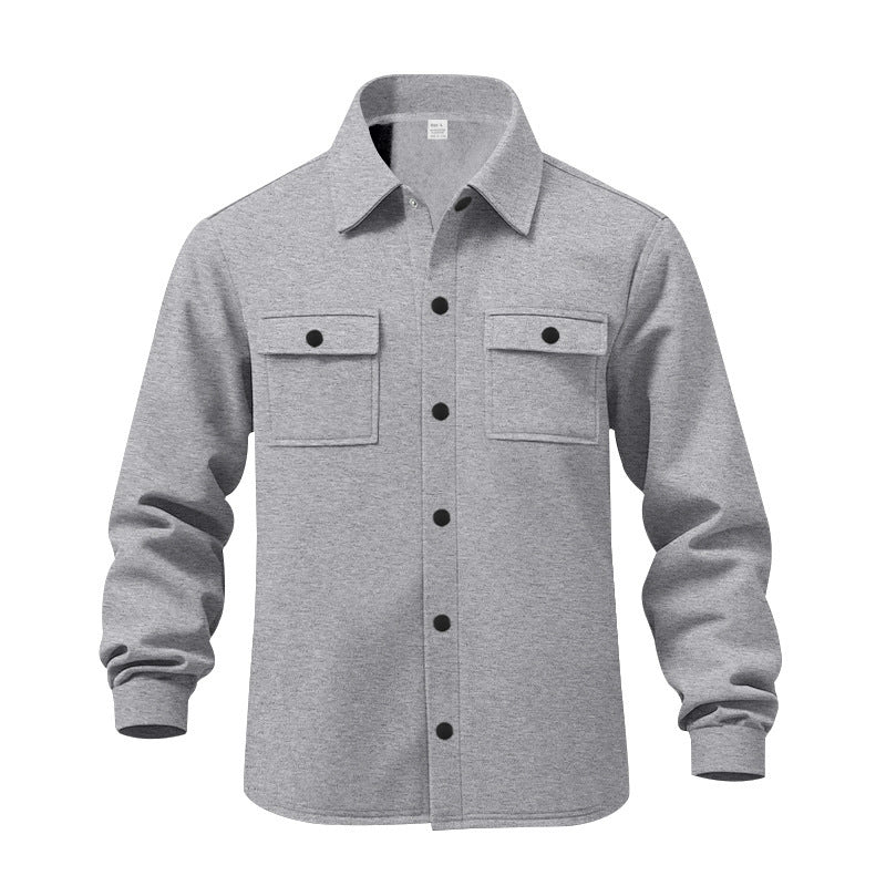Herren Flanelljacke Modern mit Taschen Schwarz
