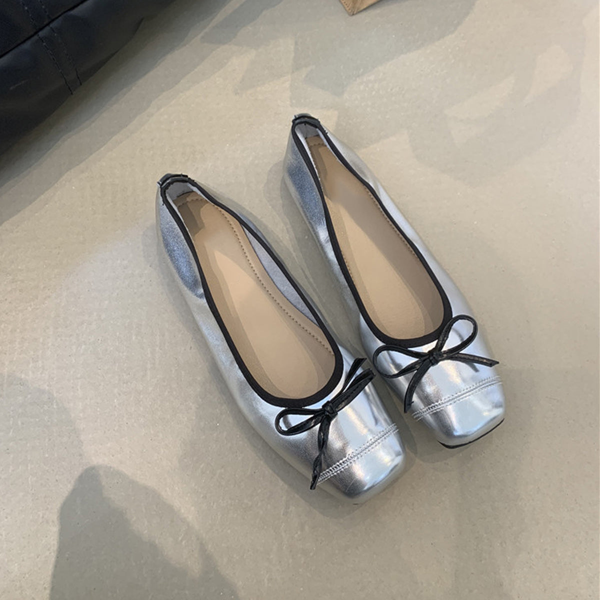 Frauen Ballerinas Glänzend Schleife Elegant Damenschuhe