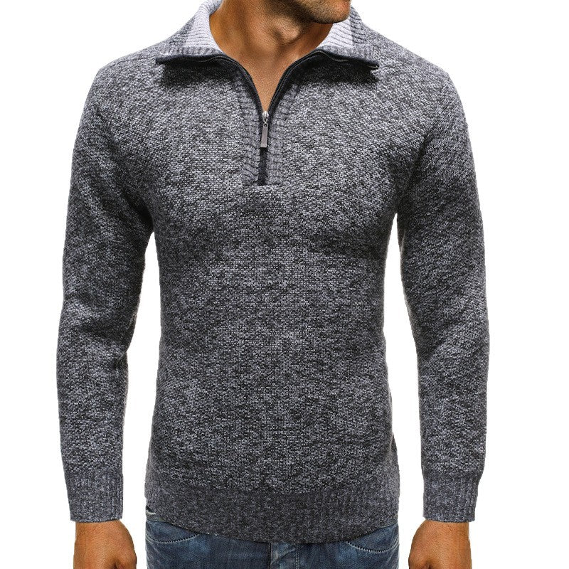 Herren Strickpullover Modern Stehkragen Reißverschluss Elegant