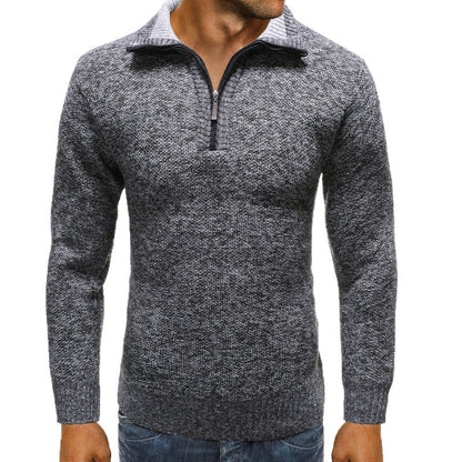 Herren Strickpullover Modern Stehkragen Reißverschluss Elegant