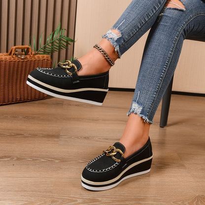 Damen Mokassinschuhe Schnallen-Design Komfort Fußbett