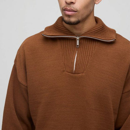Herren Sweater Kurz Reißverschluss Modern Casual
