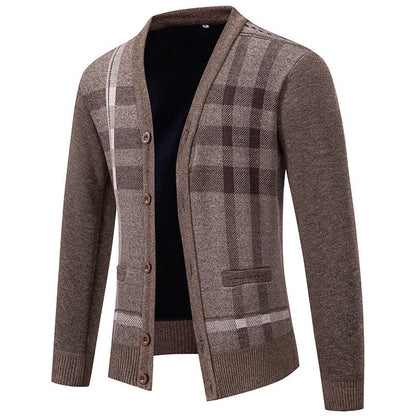 Herren Strickjacke Karo Muster Schick Modern