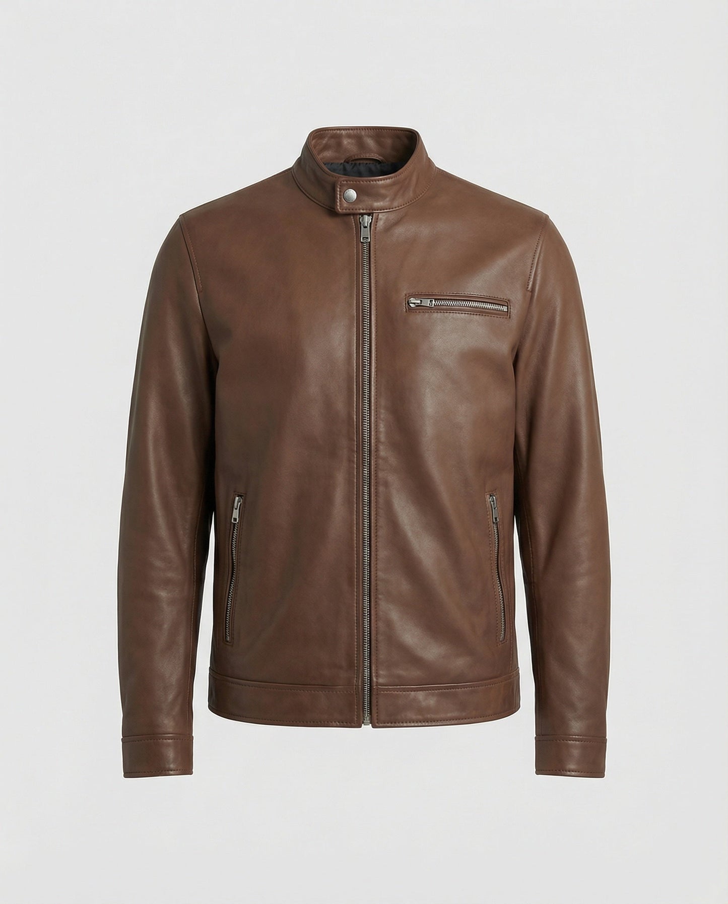 Herren Lederjacke Modern Kragen Schwarz Kunstleder