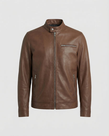 Herren Lederjacke Modern Kragen Schwarz Kunstleder
