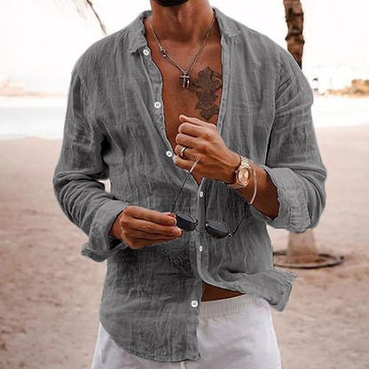 Leinenhemd Herren Lässig Sommer Modern