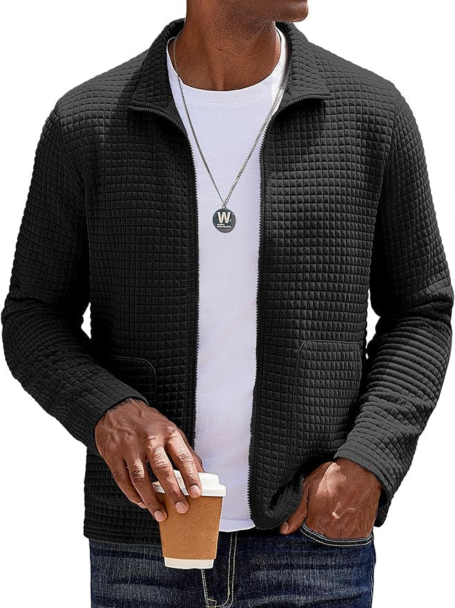 Herren Sweatjacke Strukturiert Hochkragen Funktionsjacke