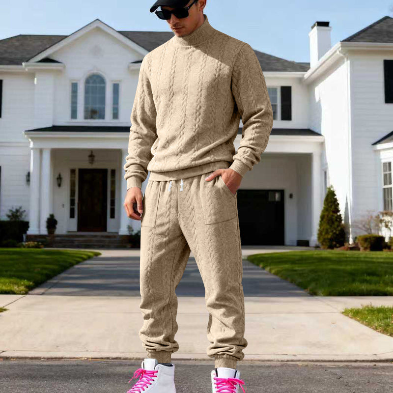 Herren Strickpullover Rollkragen Bequem mit Sweatpants Sportlich - BerlinGlamour