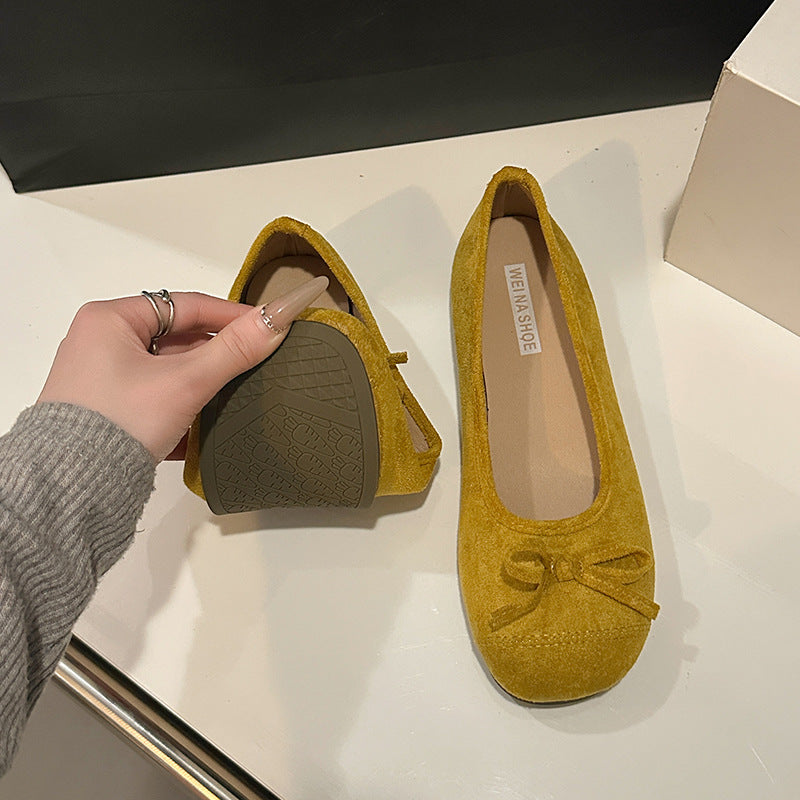 Damen Ballerina Schuhe Elegant Schleifen Detail