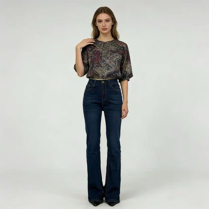 Damen High-Waist Jeans Flared Mit perfektem Sitz