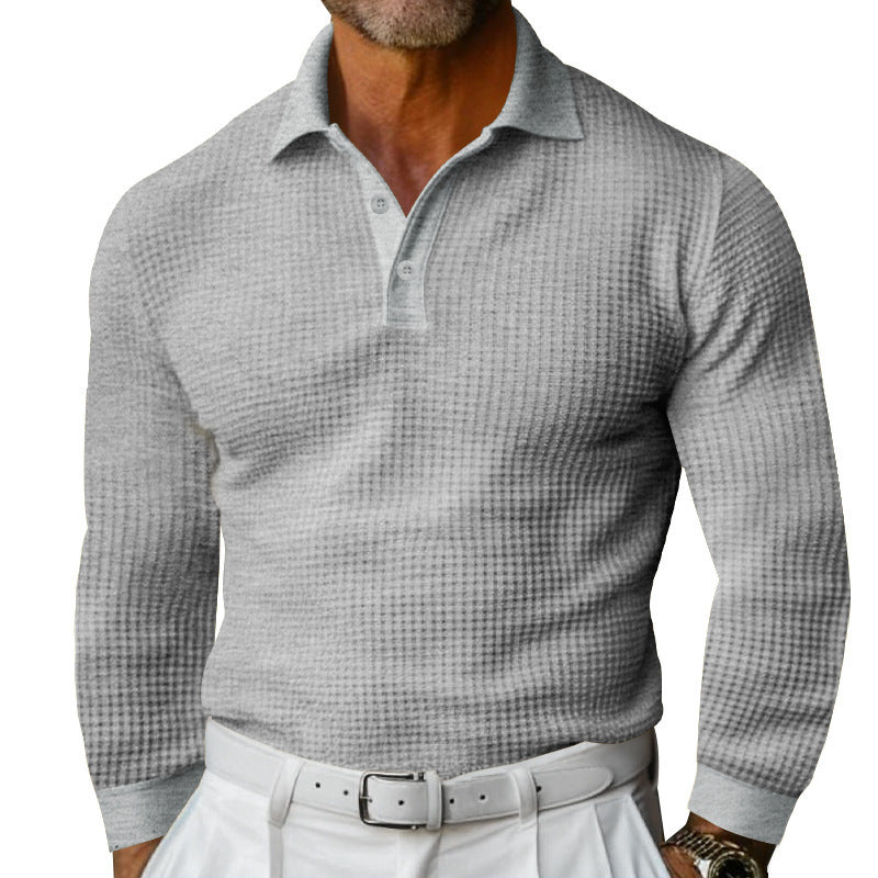 Herren Poloshirt Langarm Strukturiert Modern Berlin Stil