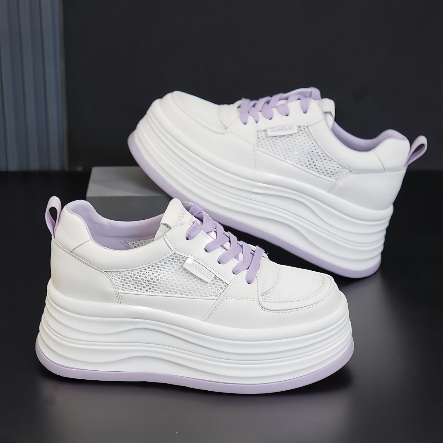 Damen Plateau Sneaker Atmungsaktiv Mesh Weich - BerlinGlamour