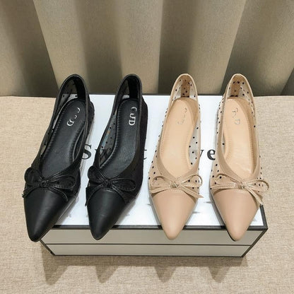 Damen Ballerinas Elegante Slipper Mit Schleife