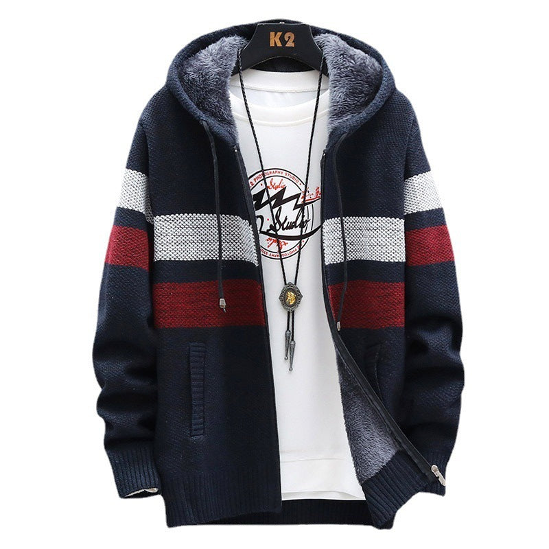 Herren Fleece-Hoodie Hochkragen Struktur Grau