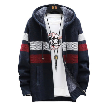Herren Fleece-Hoodie Hochkragen Struktur Grau
