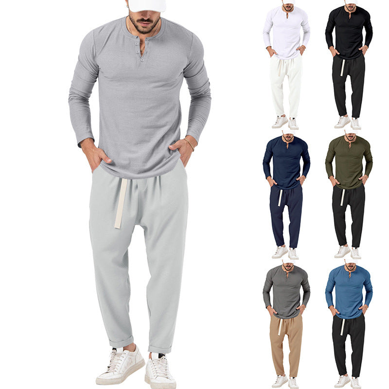 Herren Langarmshirt Jogginghose Set Elegant Casual - BerlinGlamour