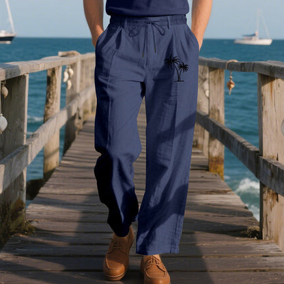 Herren Freizeithose Elastischer Bund Kontrastdruck Modern