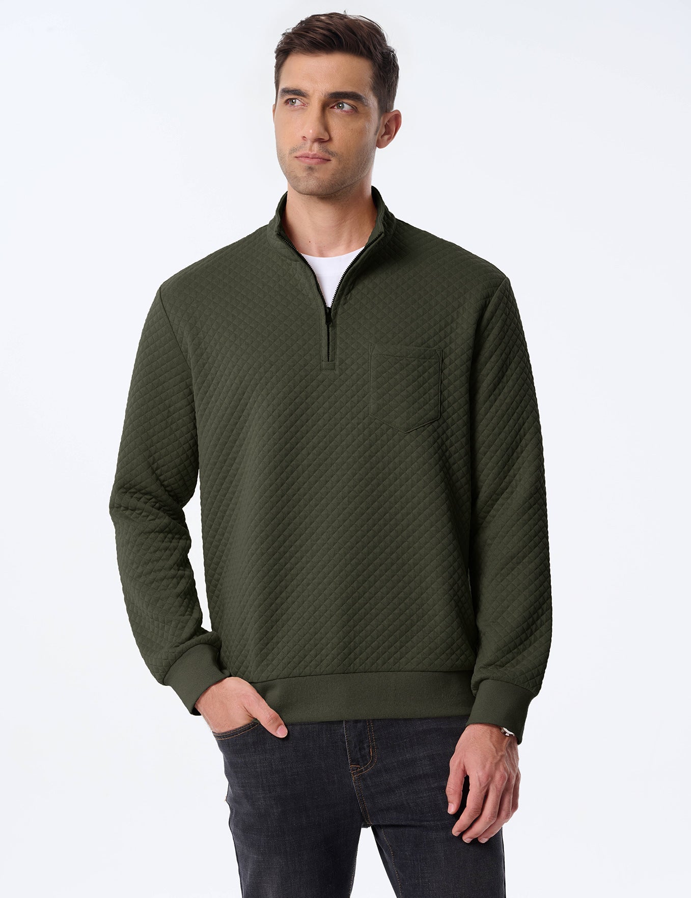 Herren Pullover Stepp mit V-Ausschnitt Modern