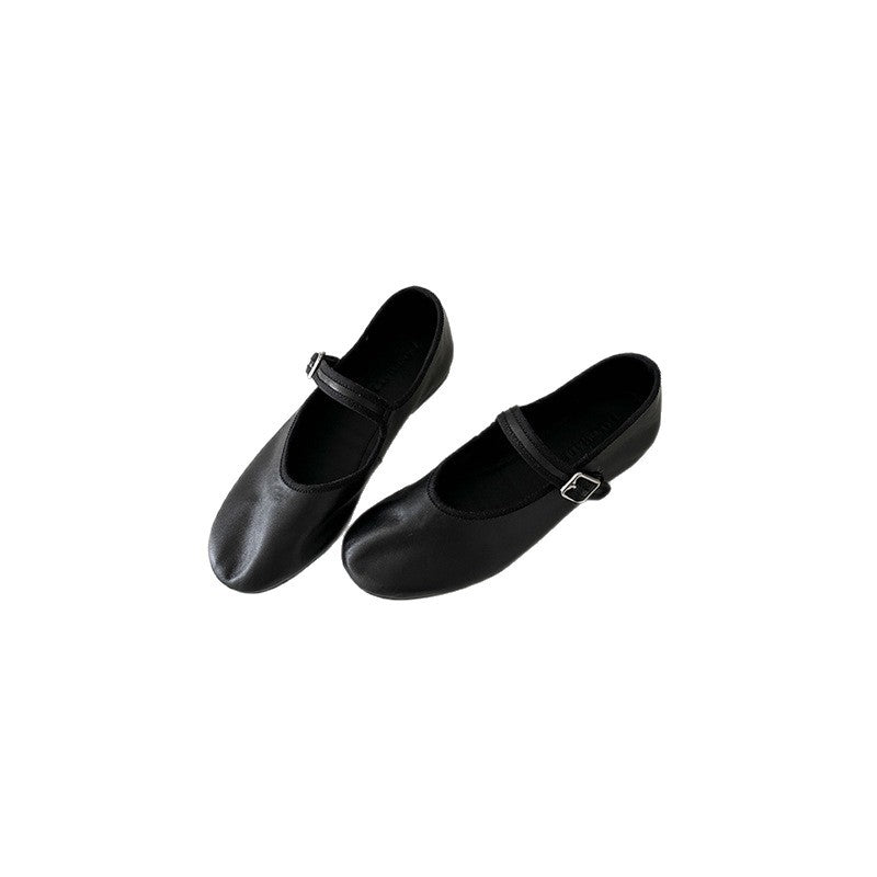 Damen Ballerinas Weiches Leder Verstellbarer Riemen