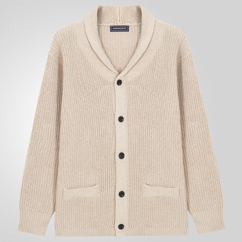 Herren Strickjacke Bequem Zopfmuster Taschen