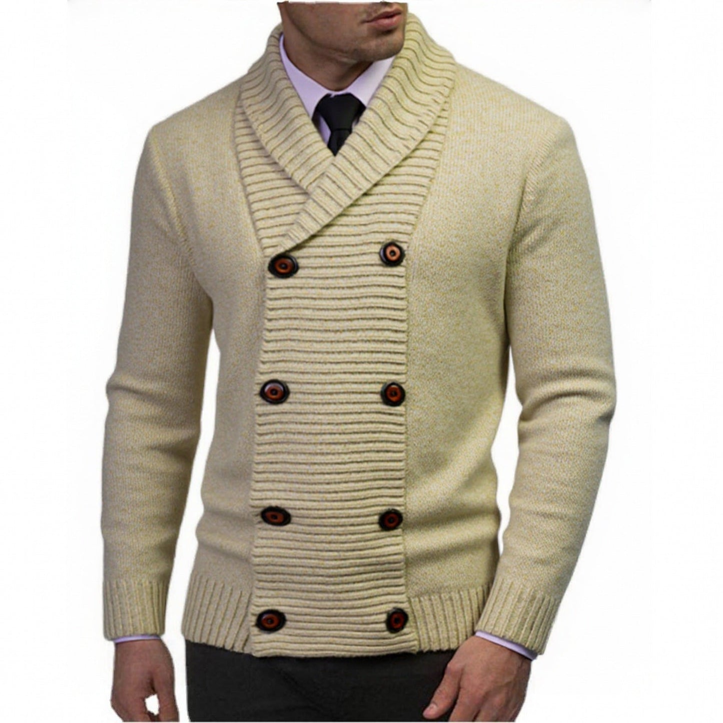 Herren Strickpullover Modern mit Knopfverschluss und Struktur