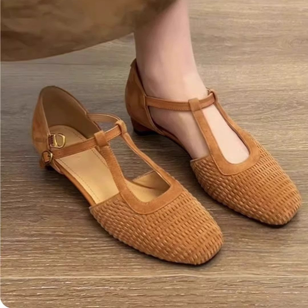Damen Ballerinas Bequem Flechtmuster Schuhe
