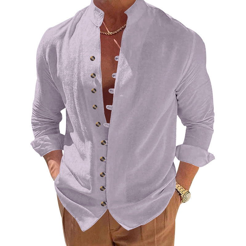 Herren Hemd Modern Stehkragen Slim Fit Designer
