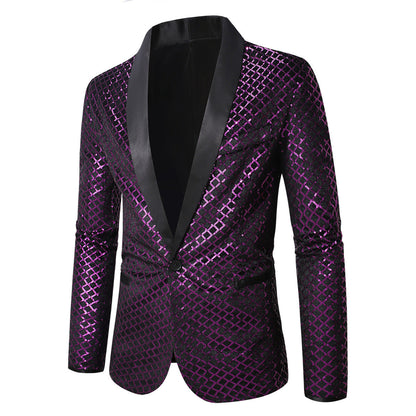 Herren Blazer Glitzer Pailletten Modern Glamour Style
