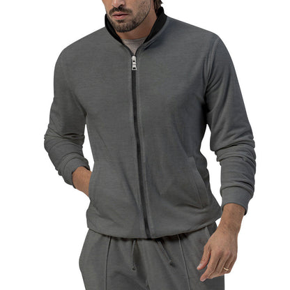 Herren Sweatjacke Sportlich Moderne Stehkragen Taschen