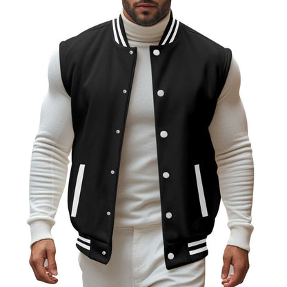 Herren Baseballjacke Sportlich Mit Taschen Kontrast