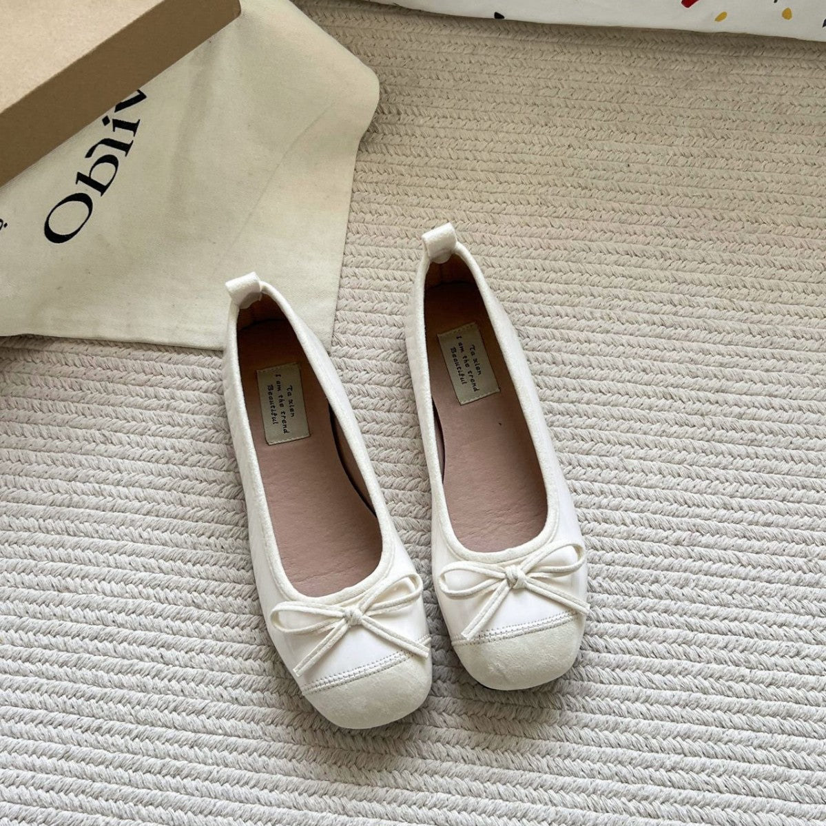 Damen Ballerinas Elegante Schleife Glanzleder Schuhe