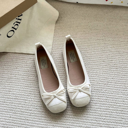 Damen Ballerinas Elegante Schleife Glanzleder Schuhe