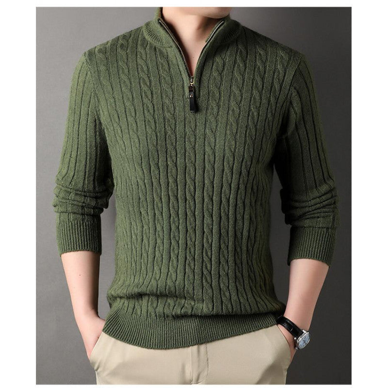 Herren Strickpullover Kabelmuster Elegant Langarm