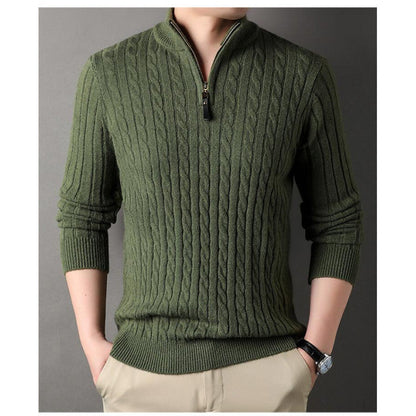 Herren Strickpullover Kabelmuster Elegant Langarm