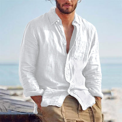 Leinenhemd Herren Leicht Sommerweiß Elegantes Design