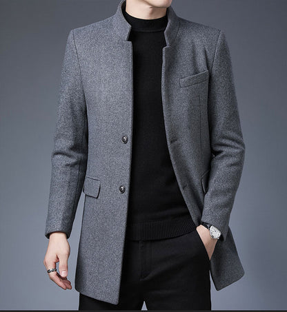 Herren Wollmantel Modern Stehkragen Elegant