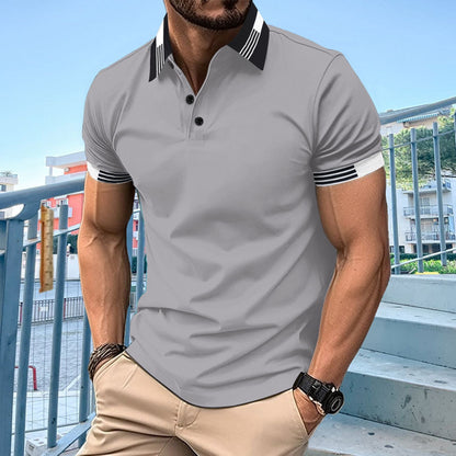 Herren Polohemd Kurzarm Modern Kontrastbesatz