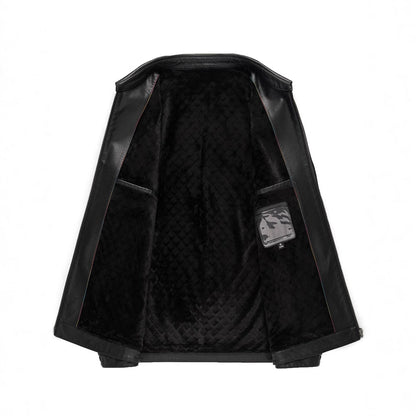 Herren Lederjacke Elegante Kunstleder Modisch Reißverschluss