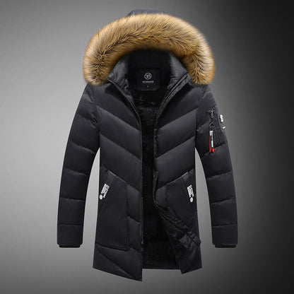 Herren Winterjacke Steppjacke Abnehmbarer Fellkragen Praktisch