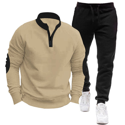 Herren Sportanzug Hoodie Jogger Kontrast Ärmel
