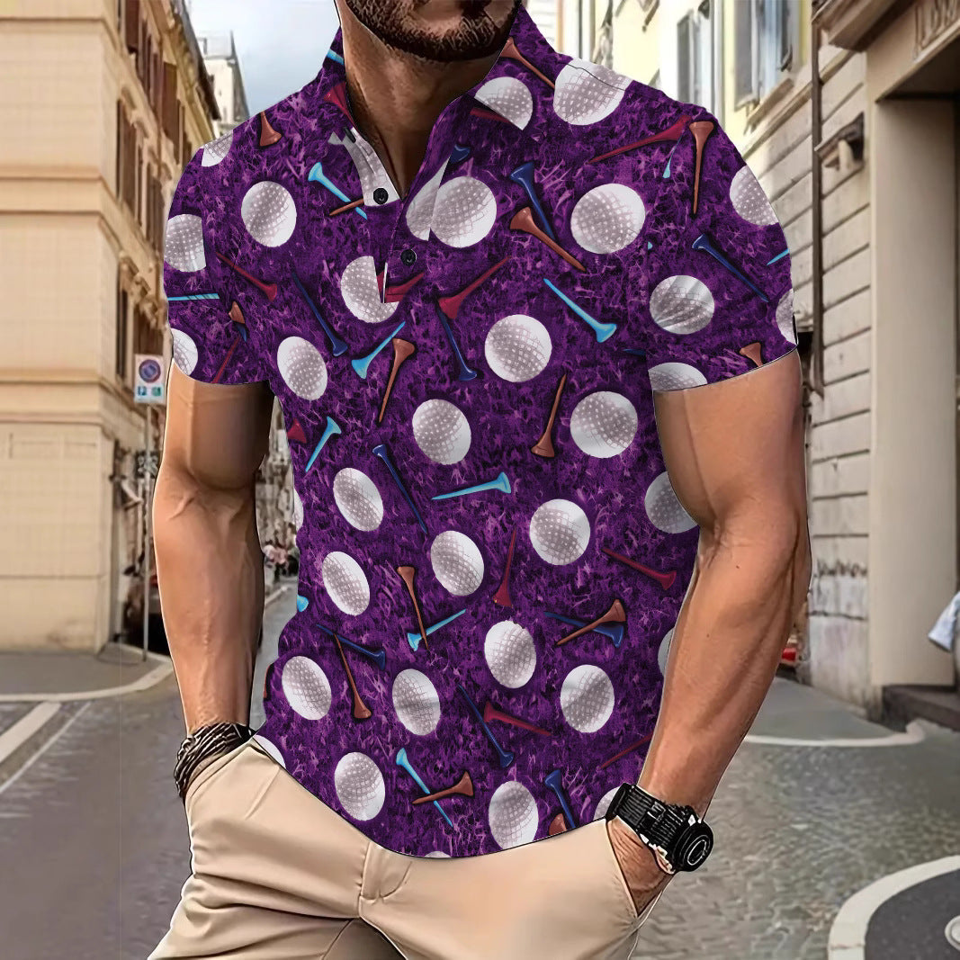 Herren Polohemd Golf Motiv Modern Trendig
