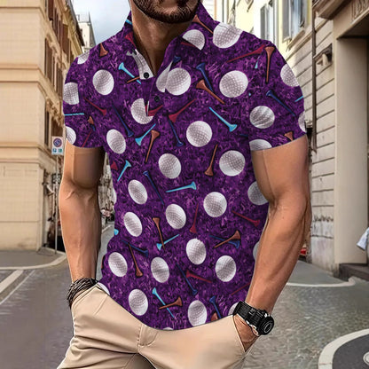 Herren Polohemd Golf Motiv Modern Trendig