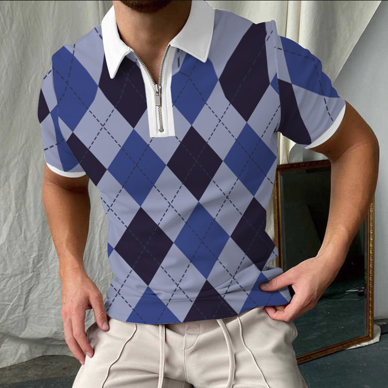 Herren Polo Shirt Kurzarm Kariert Modern Berlin