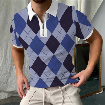 Herren Polo Shirt Kurzarm Kariert Modern Berlin