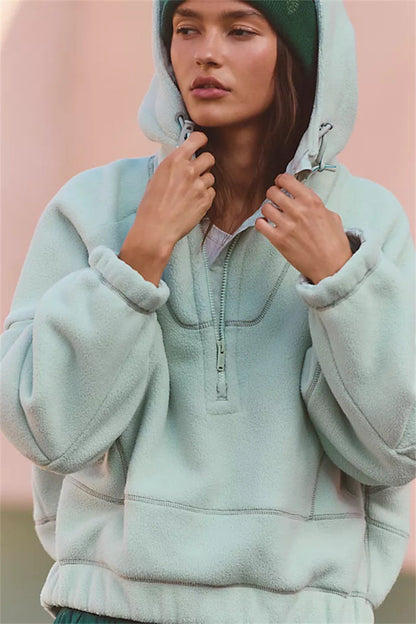 Damen Fleecejacke Oversized Kragen Modern Trendig