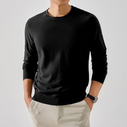 Herren Pullover Klassisch Rundhals Feinwolle Elegangt