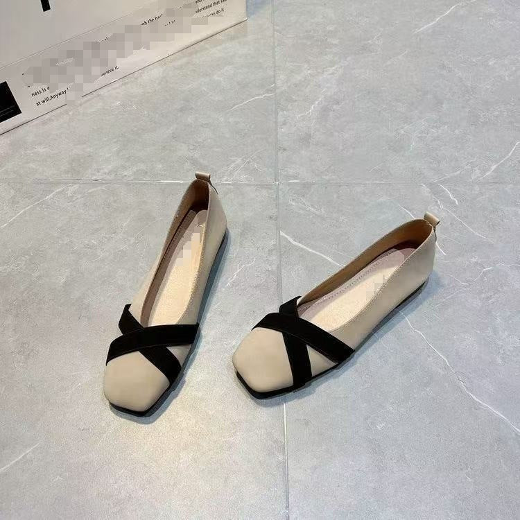 Damen Ballerinas Elegante Kreuzriemen Schuhe